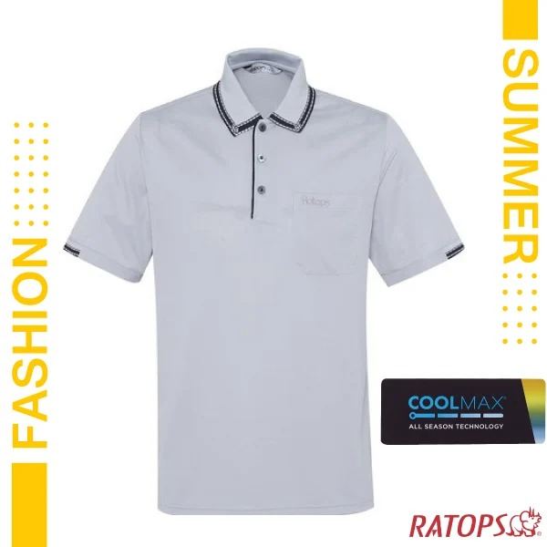 【瑞多仕-RATOPS】男款 COOLMAX 輕量透氣短袖POLO衫(門襟出芽配小半袖) DB1702 貝殼灰/黑色芽✿30E010